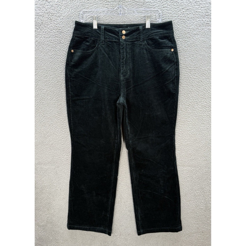 Judy Blue Pants Womens 14W Green Corduroy Wide Leg Stretch‎ Preppy Careerwear